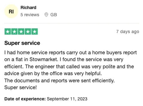 Home Service Reports Trust Pilot 2
